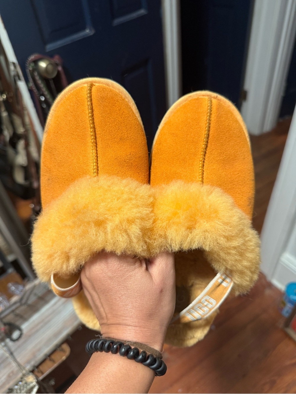 UGG Kids Slip-On Suede Slippers in Mustard Yellow